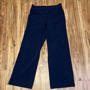 Athleta Women's pants 8 medium Wide Leg Navy blue mid rise poly spandex casual